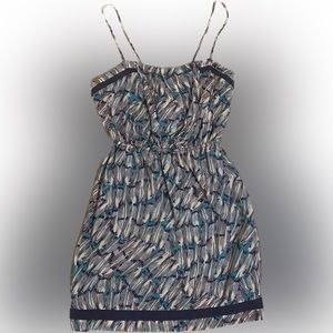 BCBGeneration Blue/Purple Print Spaghetti Strap Mini Dress, Size XS